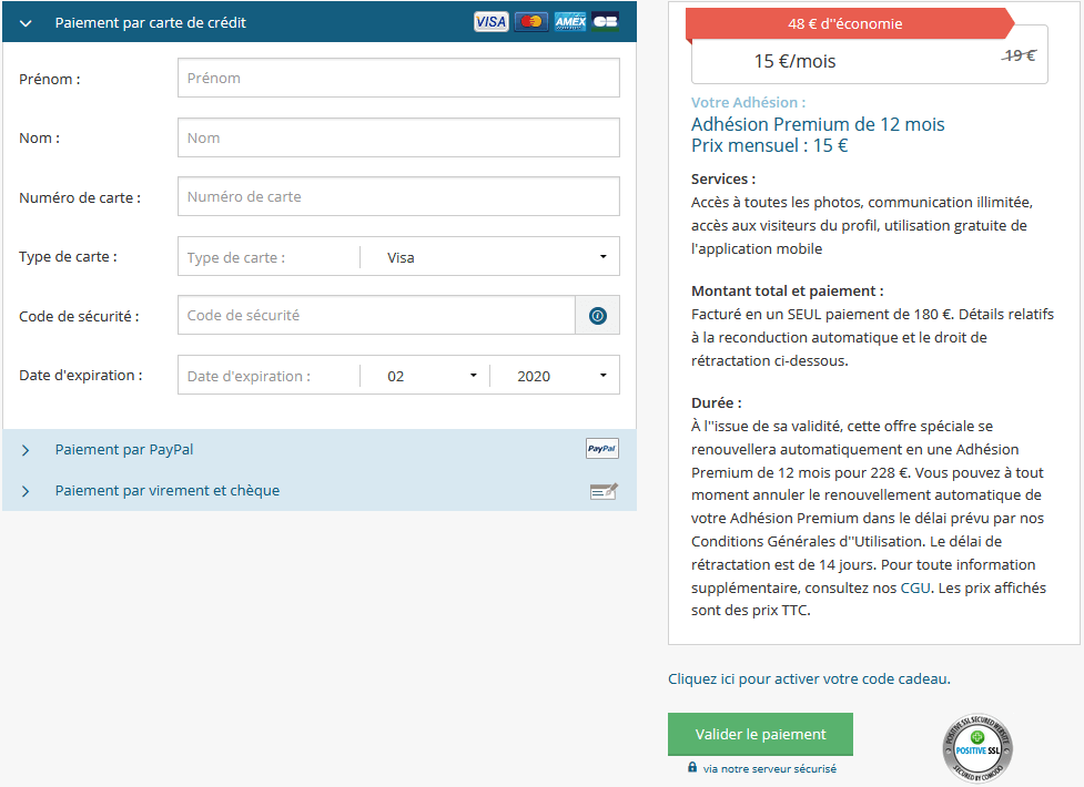 screenshot module paiement condition edarling