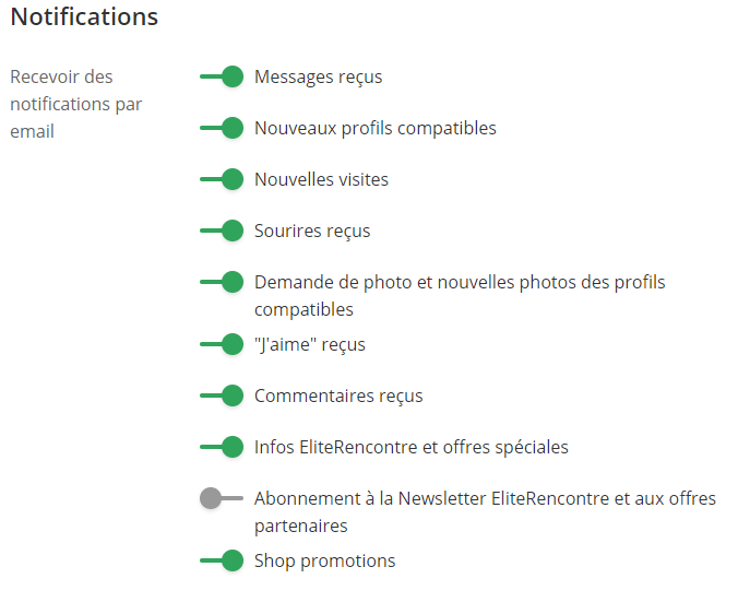 reglage notifications email eliterencontre