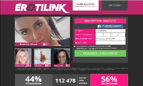 screenshot page accueil Erotilink