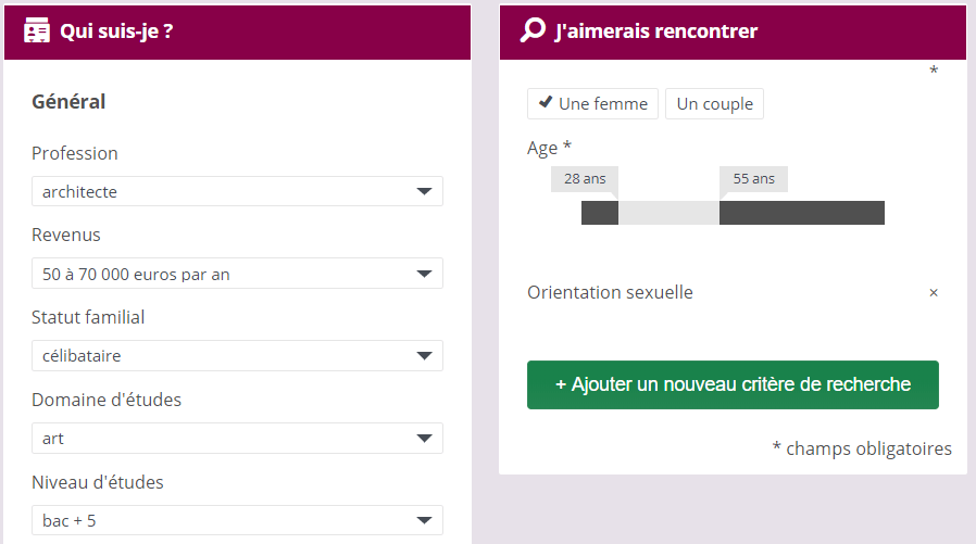 module reglage pre recherche profil socougar