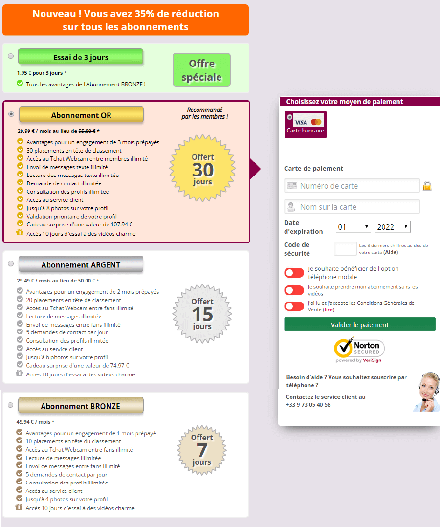 screenshot page tarifs abonnement socougar
