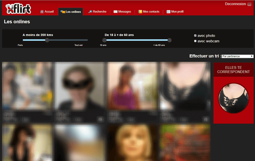 screenshot page interface membres xflirt